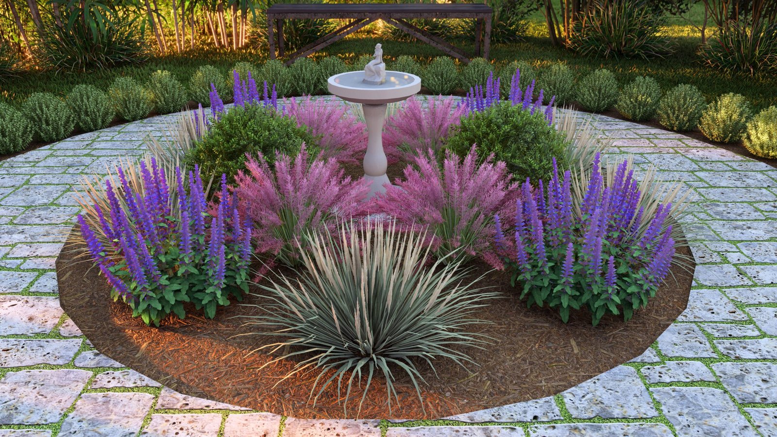 DIY Bird Bath Fountain Landscape